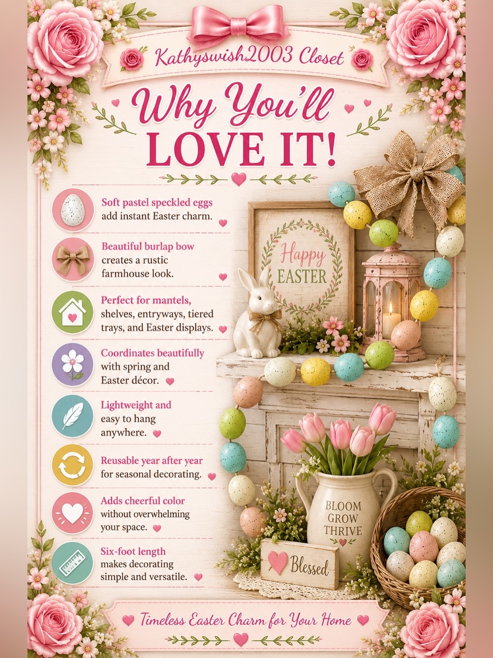 Garland of Speckled Easter Eggs - Picture 5 of 9